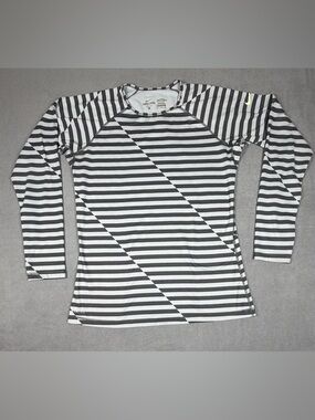 Nike Black & Gray Striped Performance Long Sleeve Top
